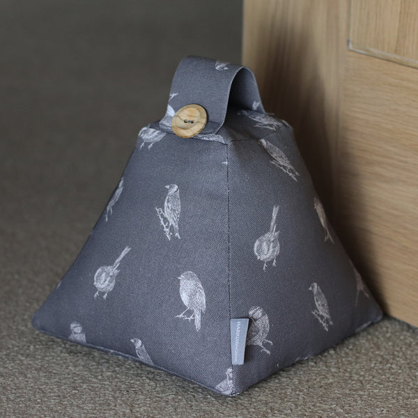 British Birds fabric door stop. Blue tit, Goldfinch, Robin, Long tailed tit. Birdwatching gift