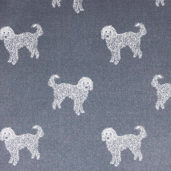 Fabric draught excluder in Labradoodle Goldendoodle Fabric designed by Harris & Home.