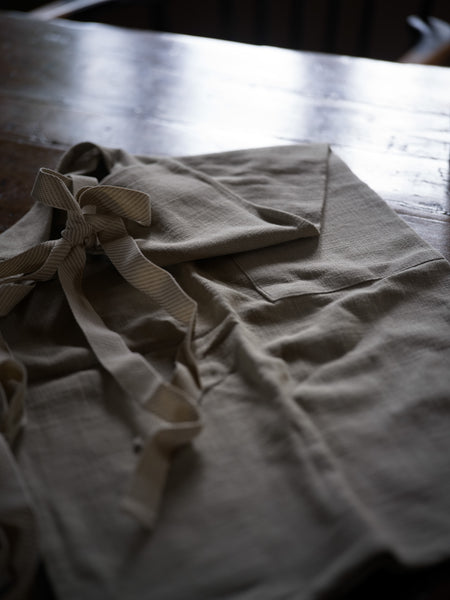 Kitchen Apron with striped tape ties - Slate Grey