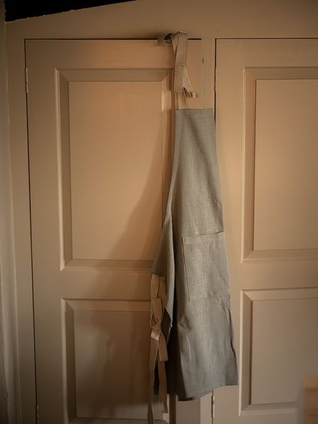 Kitchen Apron with striped tape ties - Slate Grey