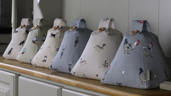 Sophie Allport fabric doorstop Handmade by Harris and Home. Animal print Dog Flamingo Pheasant Hare fabric