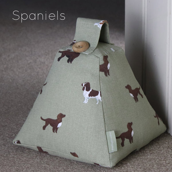 Dog door stop Handmade in Sophie Allport dog print Labrador Spaniels Pug Dalmatian Cockapoo fabric