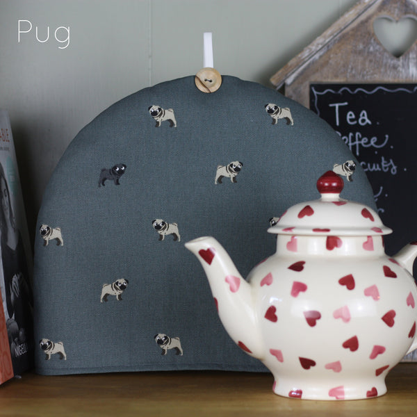 Sophie Allport tea cosy. Handmade by Harris and Home in animal print dog bees and birds fabric