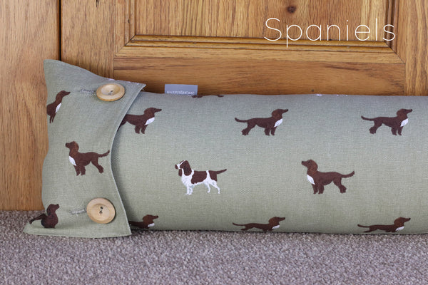 Dog draught excluder. Handmade in Sophie Allport Dachshund Labrador Spaniels Terrier Cockapoo Fabric